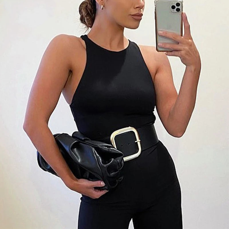 Top White Bodysuits clothes Summer Sleeveless Sexy Bodysuit